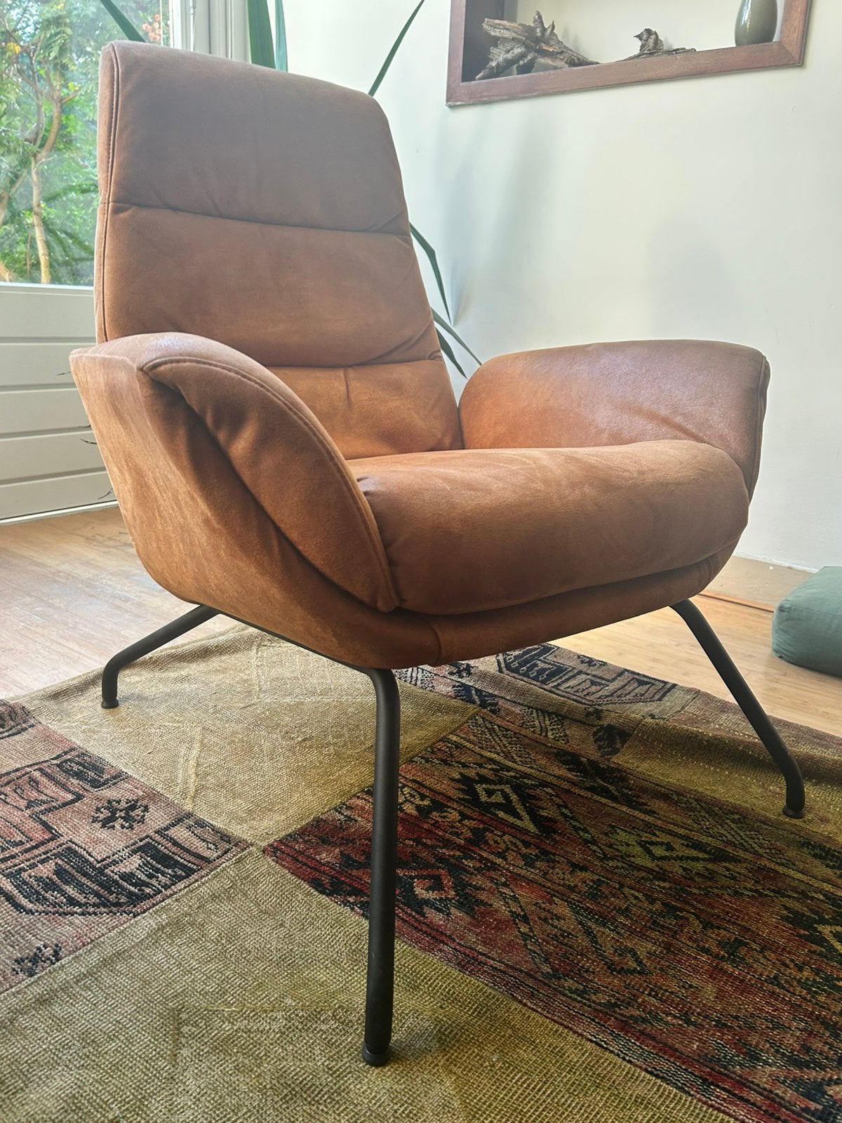 Fauteuil met suede bekleding, Huis en Inrichting, Ophalen, Gebruikt, Modern, 50 tot 75 cm
