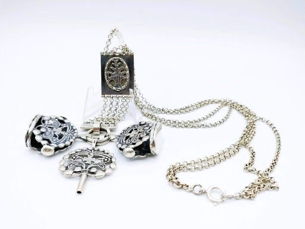 Zilveren heren chatelaine, Fa. Niekerk, Schoonhoven, 41 cm., Antiek en Kunst, Verzenden, Zilver