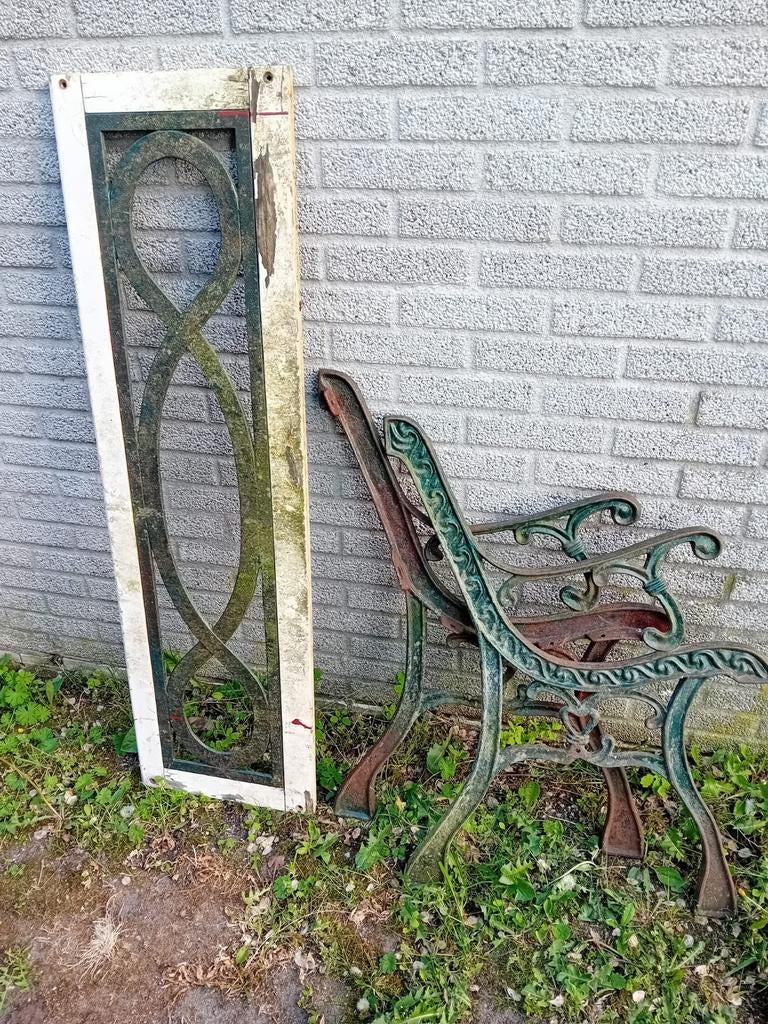 Gietijzeren onderdelen tuinbank - DIY project, Tuin en Terras, Tuinbanken, Gebruikt, Metaal, Ophalen of Verzenden