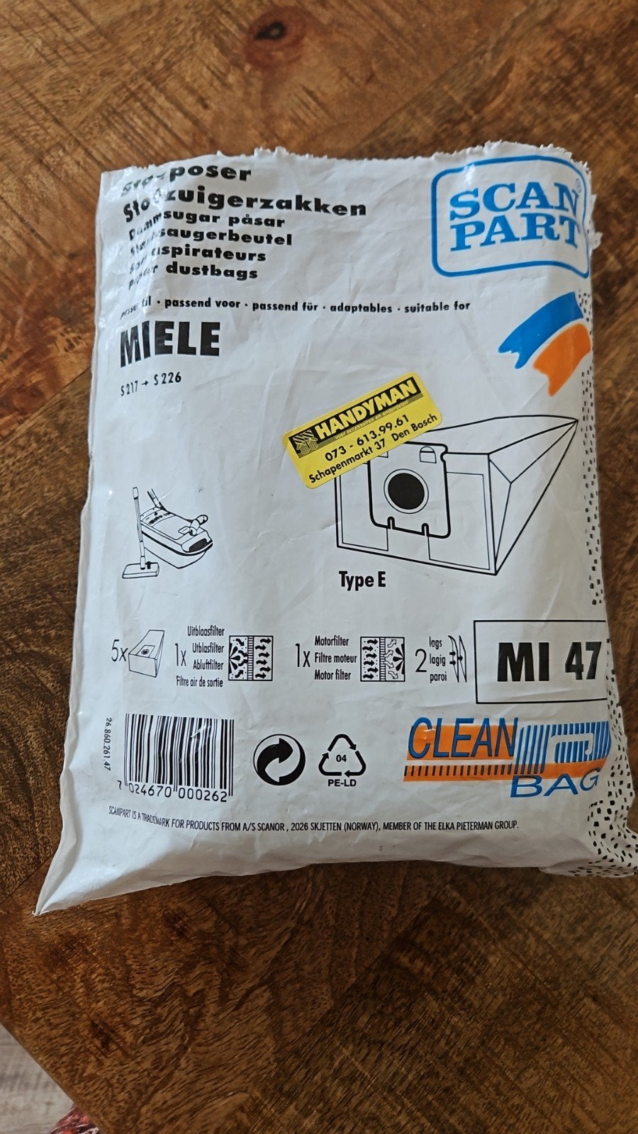 Stofzuigerzakken en filters voor Miele S217-S226, Witgoed en Apparatuur, Ophalen of Verzenden, Nieuw, Stofzak, Miele