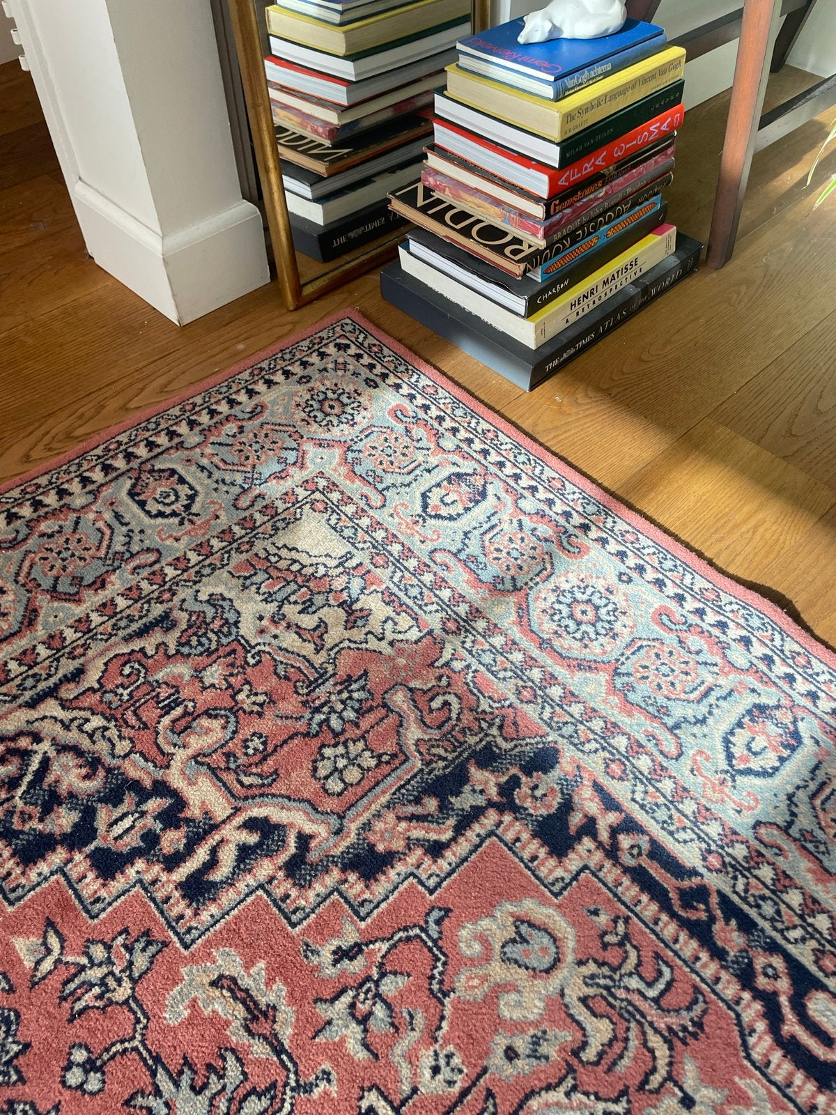 Vintage Perzisch tapijt - roze/blauw patroon 170x230 cm, Huis en Inrichting, Stoffering | Tapijten en Kleden, Ophalen, Overige kleuren