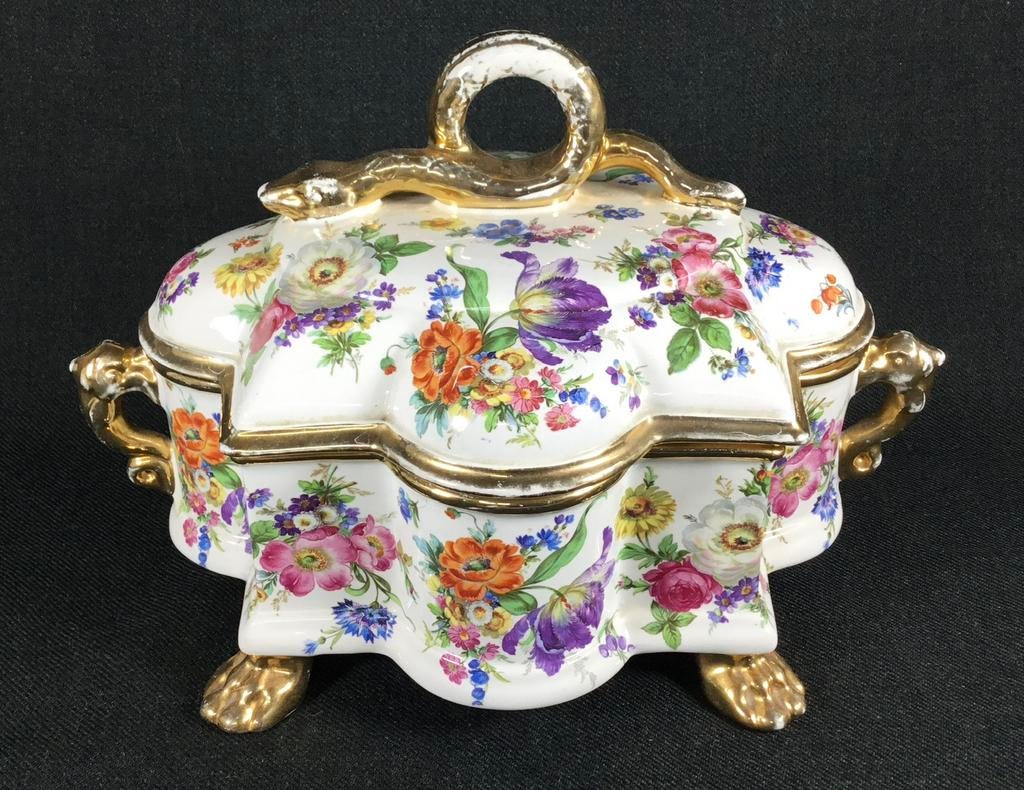 Boch Keralux fleur de saxe vintage bonbonniere middenstuk, Ophalen of Verzenden
