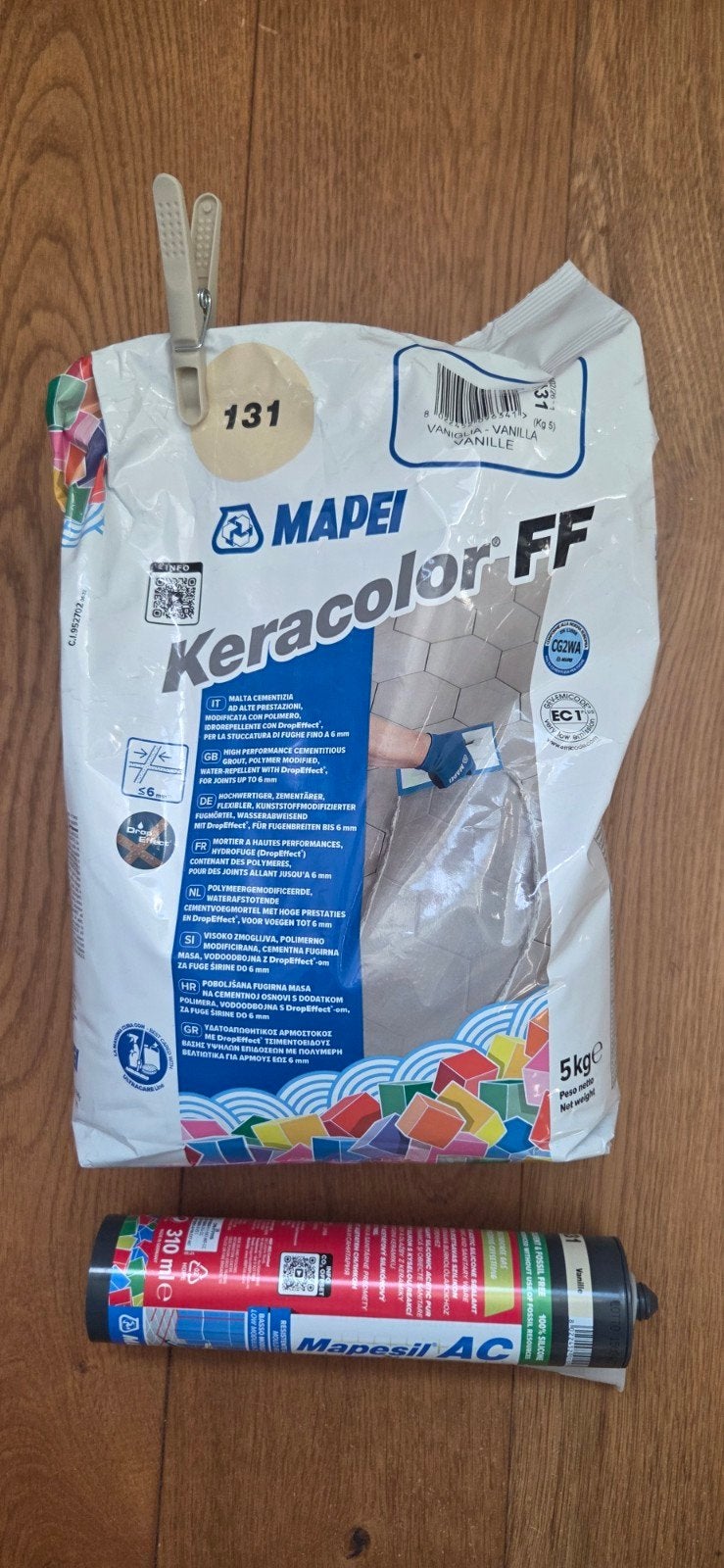Mapei keracolor FF 131 & Mapesil AF silicone kit 131 vanille, Ophalen