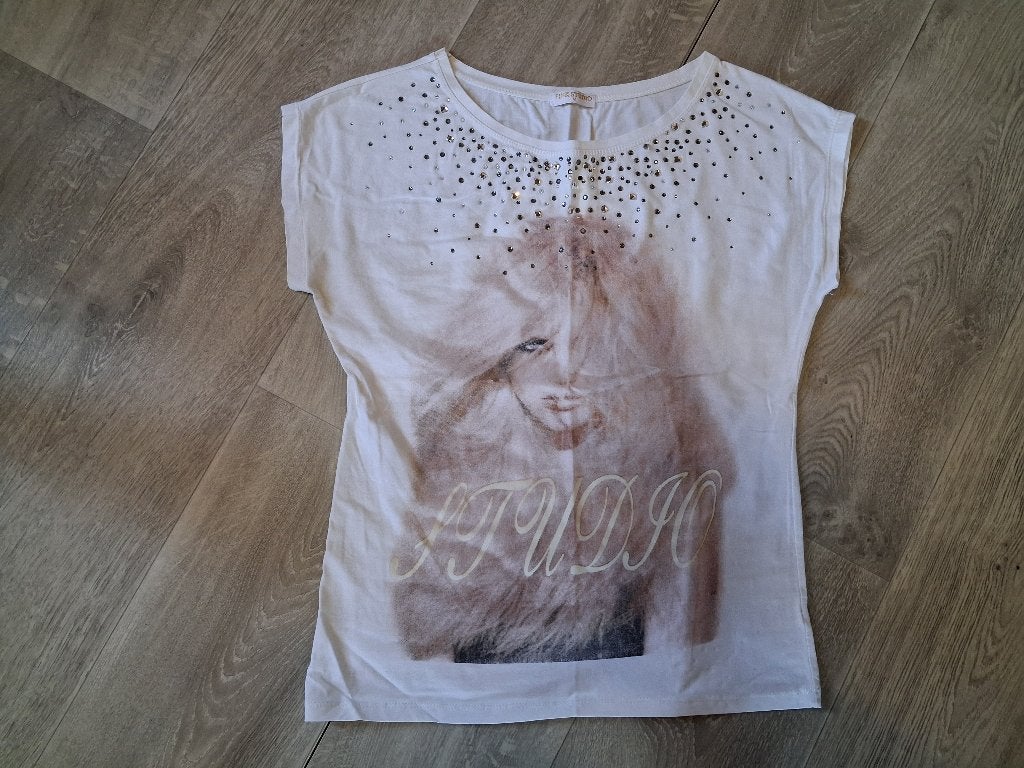 Nieuw Ibiza shirt - wit met opdruk en steentjes - maat 40, Kleding | Dames, Maat 38/40 (M), Wit, Nieuw, Ophalen of Verzenden