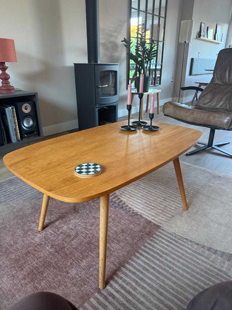 Stijlvolle eiken houten salontafel - Gebruikt, Ophalen, Gebruikt, 50 tot 100 cm, 100 tot 150 cm