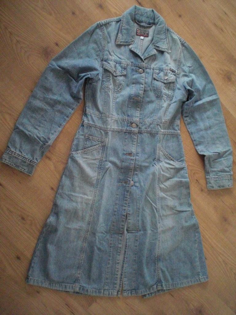 vintage cars spijkerjas, Ophalen, Blauw, Zo goed als nieuw, Maat 36 (S)