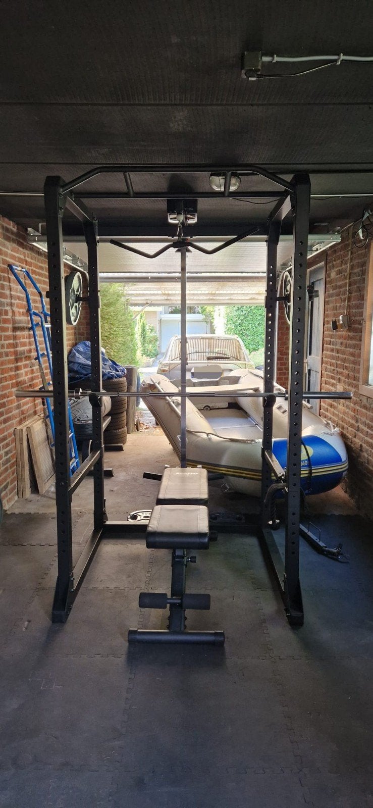 Powerrack/Powerstation + 152,5 kg Gewichten +Olympische stan, Sport en Fitness, Fitnessmaterialen, Ophalen, Zo goed als nieuw