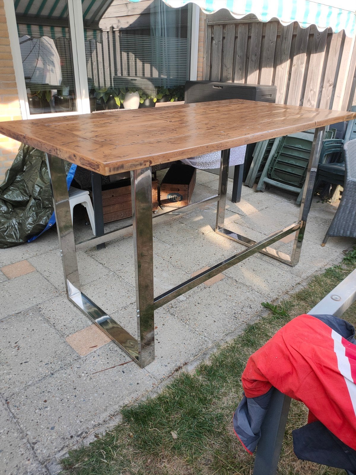 *Luxe Industrial Bartafel 200x100x115cm - Massief Eiken - Ch, Ophalen, Zo goed als nieuw, Rechthoekig, Hout