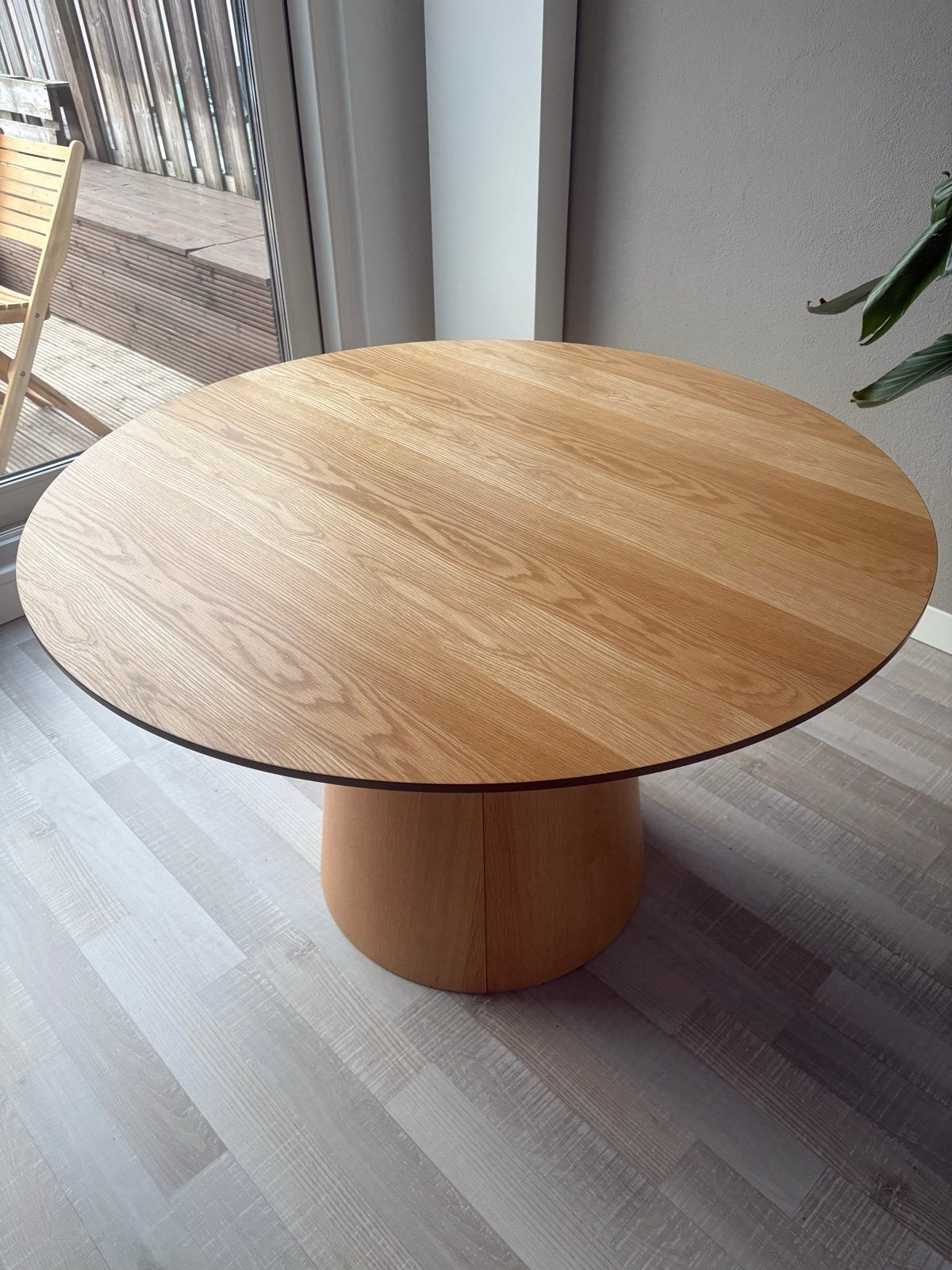 Eettafel 120 cm JYSK naturel eiken, Ophalen, Gebruikt, 100 tot 150 cm, Eikenhout