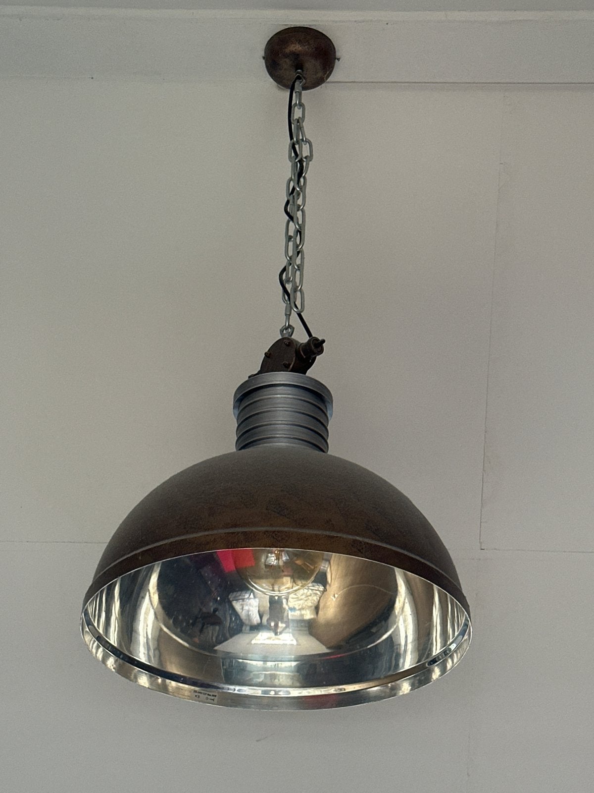 Steinhauer Bikkel Brooklyn Industriële Hanglamp Bruin 42cm, Ophalen of Verzenden, Nieuw, Glas