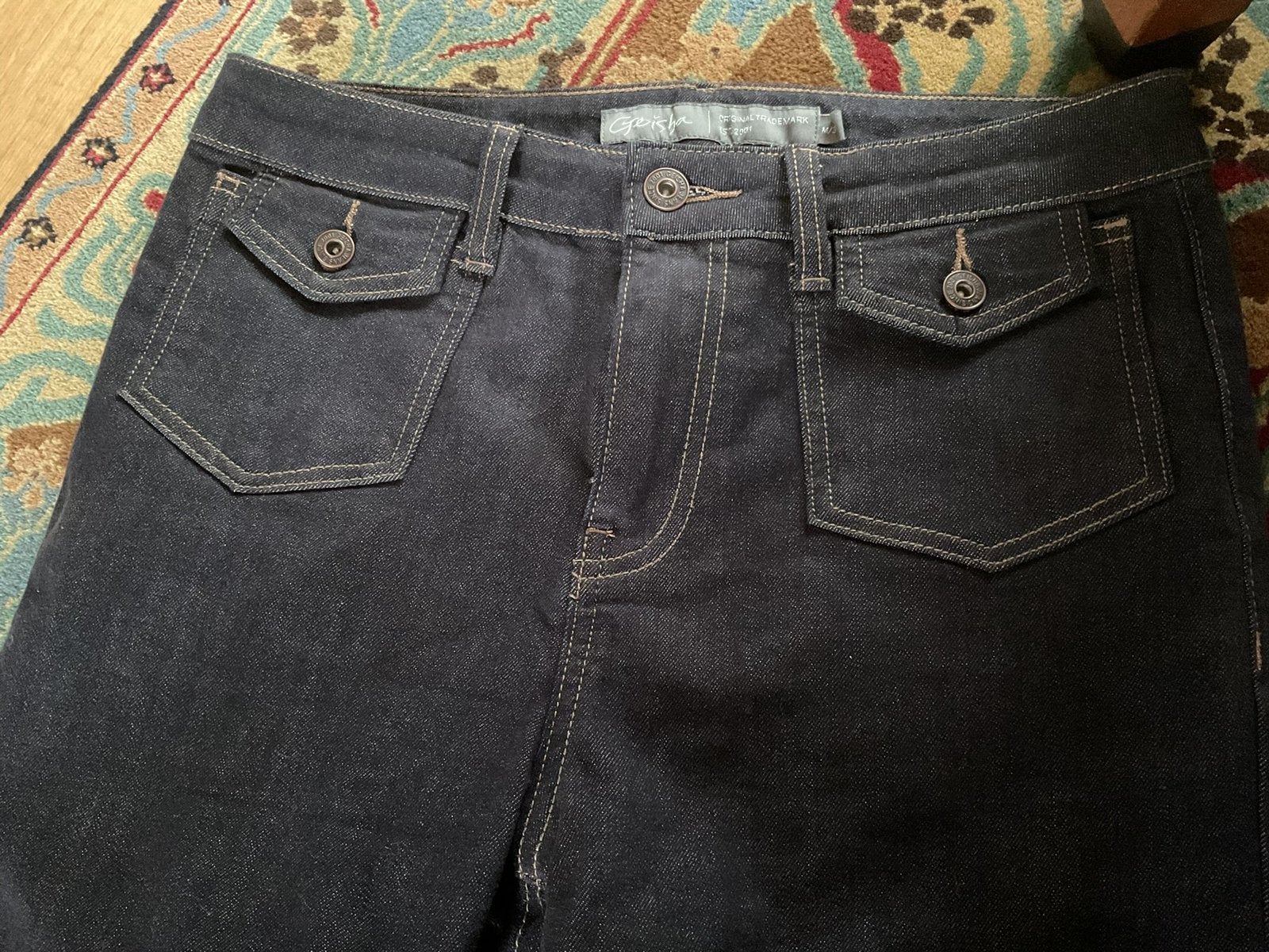 ZGAN HELE MOOIE GEISHA KATOENEN ANTRACIETGRIJS JEANS MT L/32, Geisha, Ophalen of Verzenden, Zo goed als nieuw, W30 - W32 (confectie 38/40)
