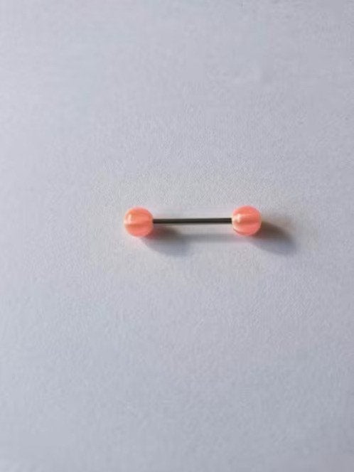 Tongpiercing lichtroze met wit groene ster nr8 h, Sieraden, Tassen en Uiterlijk, Piercings, Tongpiercing, Staal, Onbekend, Nieuw