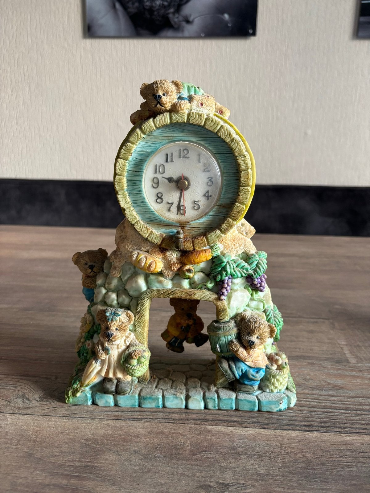 Decoratieve klok met beertjes - Mechanisme defect, Antiek en Kunst, Ophalen of Verzenden
