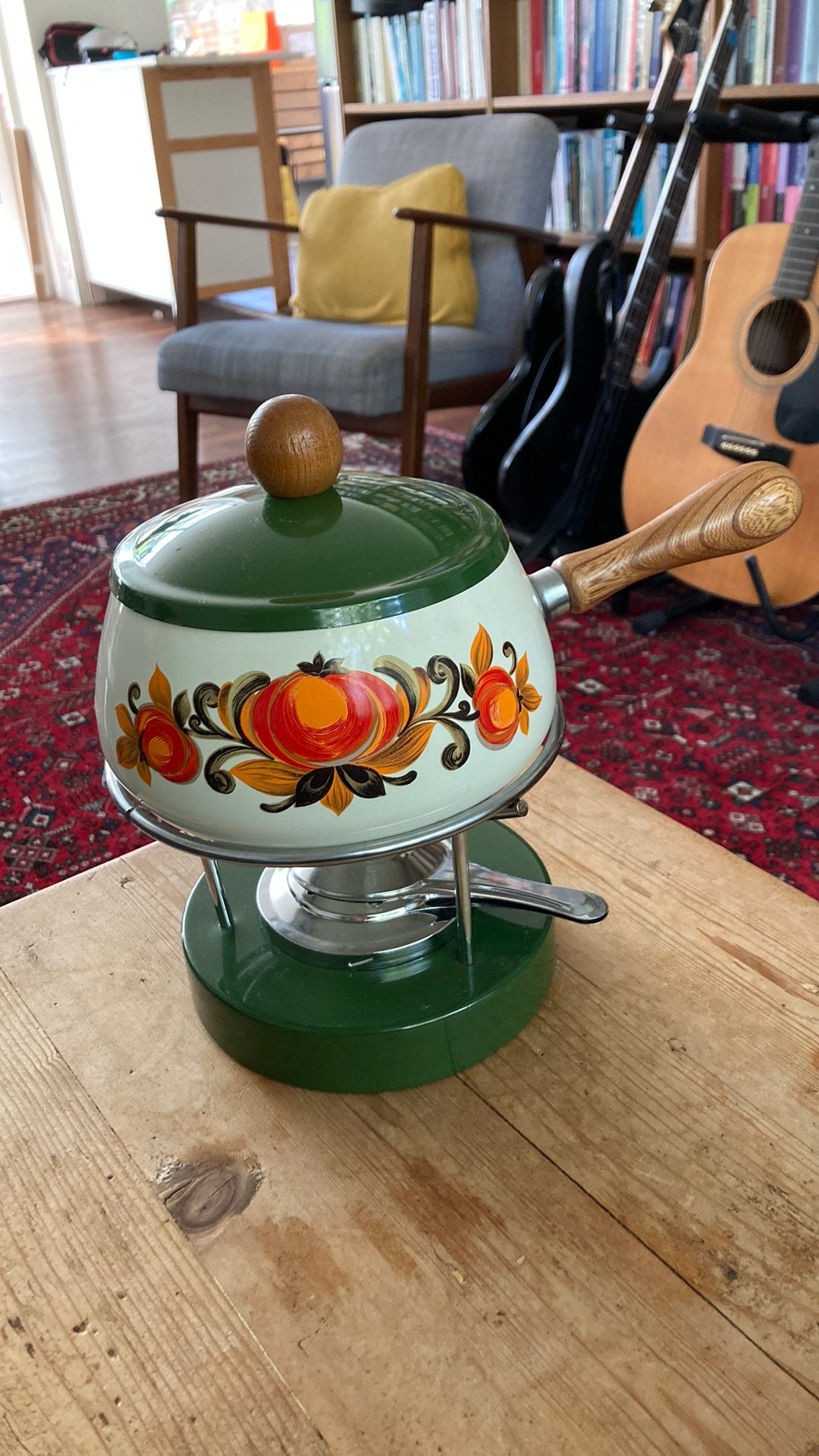 Retro kaasfonduepan, Ophalen of Verzenden, Zo goed als nieuw, Brander, Fondueset