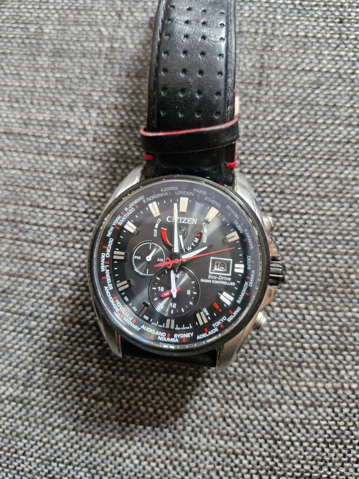 Citizen Eco-Drive Radio Controlled Polshorloge, Staal, Ophalen of Verzenden, Leer, Gebruikt