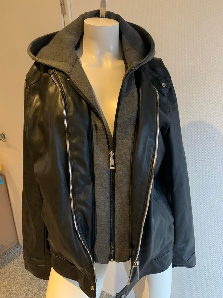 Zara man lederlook jas maat m zgan, Ophalen of Verzenden, Zo goed als nieuw, Maat 48/50 (M), Zwart