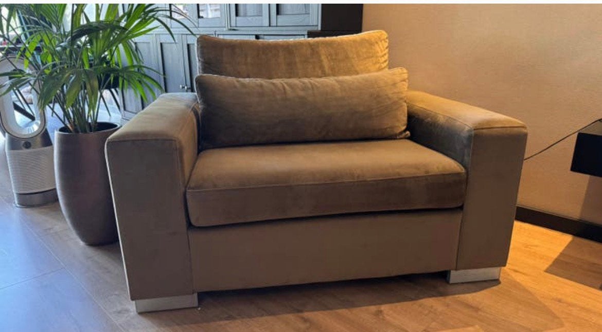 Loveseat / fauteuil taupe, Huis en Inrichting, Fauteuils, Ophalen, Zo goed als nieuw, Stof, 75 tot 100 cm