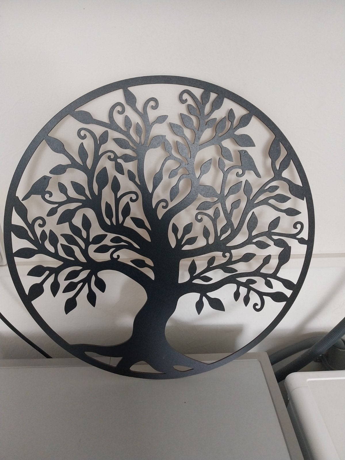 Houten Wanddecoratie Levensboom - Zwart, Huis en Inrichting, Ophalen, Wandsculptuur, Zo goed als nieuw, Met ophangsysteem