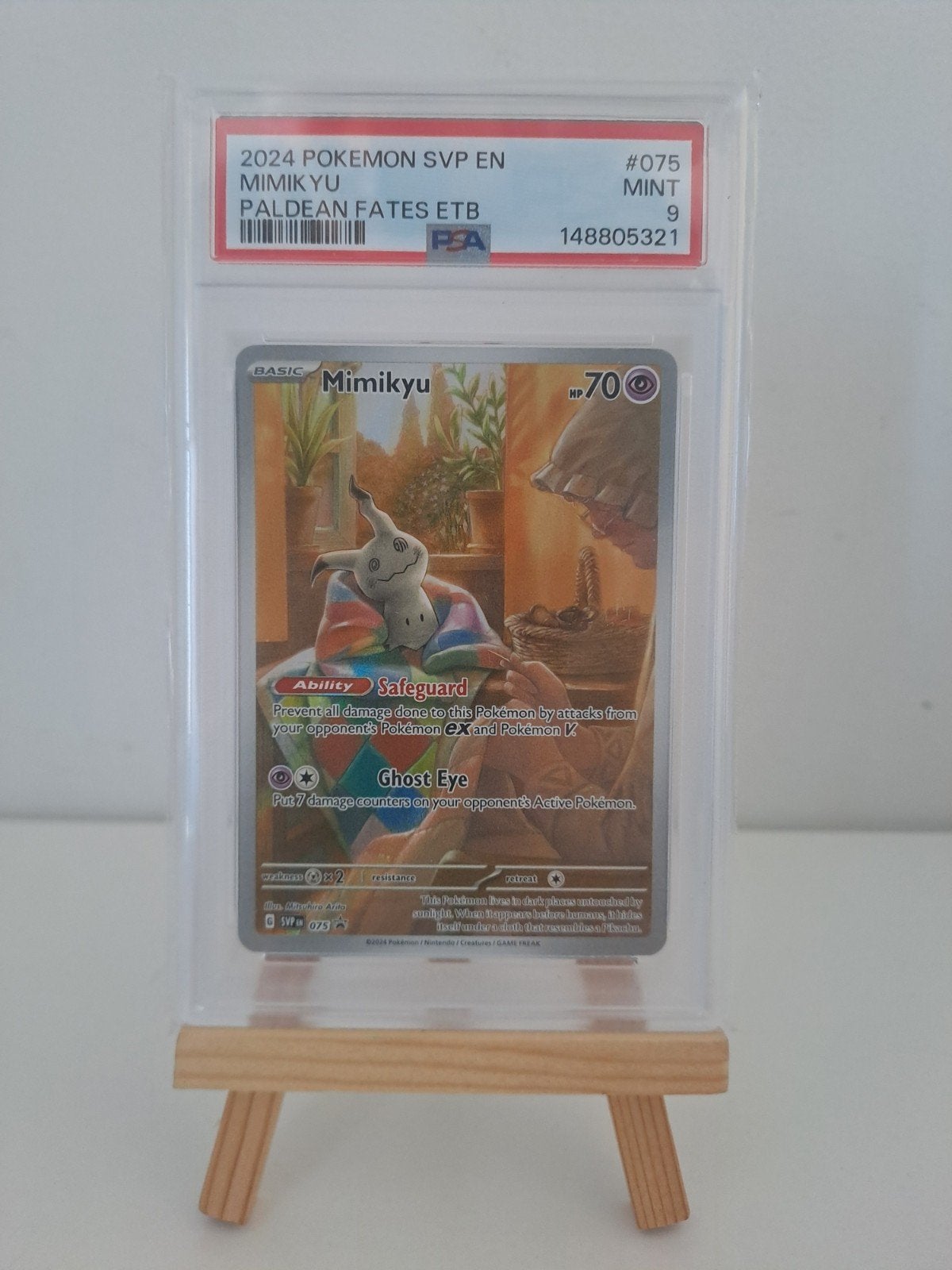 Pokemon Mimikyu promo PSA 9, Ophalen of Verzenden, Nieuw, Losse kaart, Foil