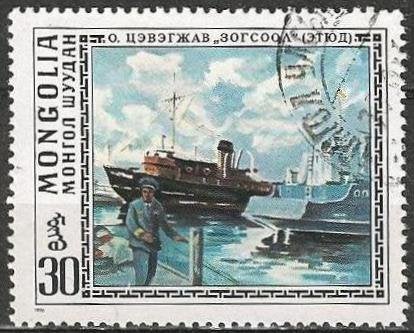 Schip uit Mongolië O. ADV. no.28 V., Verzenden, Gestempeld, Overige thema's