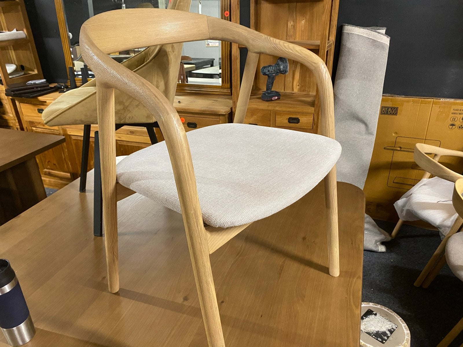 Japandi stoel massief essen hout naturel eiken kleur, Huis en Inrichting, Ophalen, Wit, Nieuw, Vijf, Zes of meer stoelen