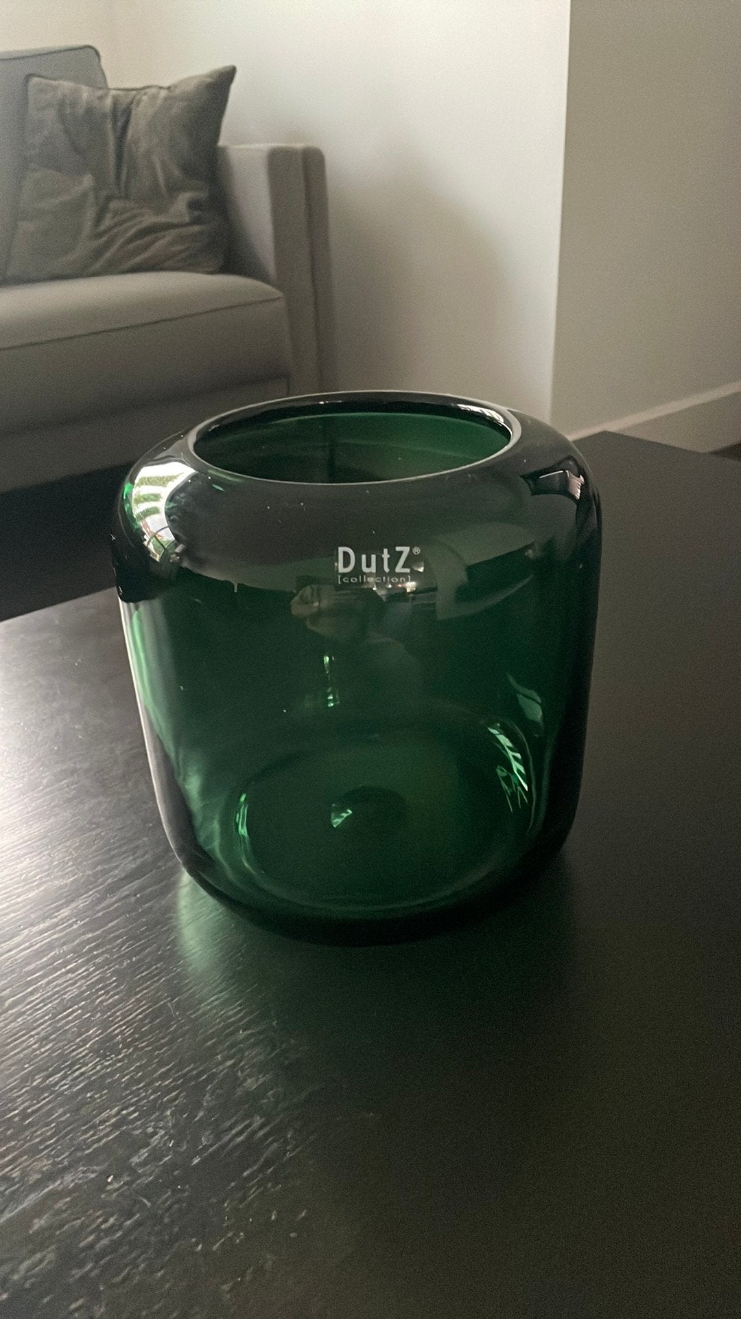 Groene Dutz vaas 21 cm, Ophalen, Minder dan 50 cm, Groen, Glas