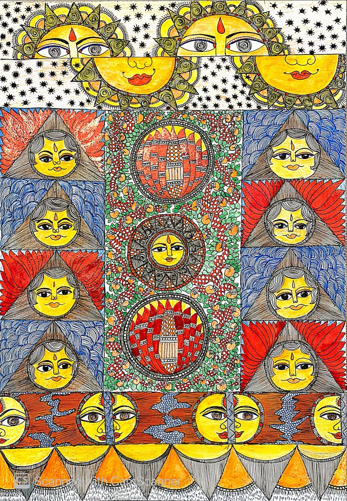 Handgemaakte Indiase Etnische Schilderijen - A3 Formaat, Schilderij, India, Handgemaakt, Ophalen of Verzenden