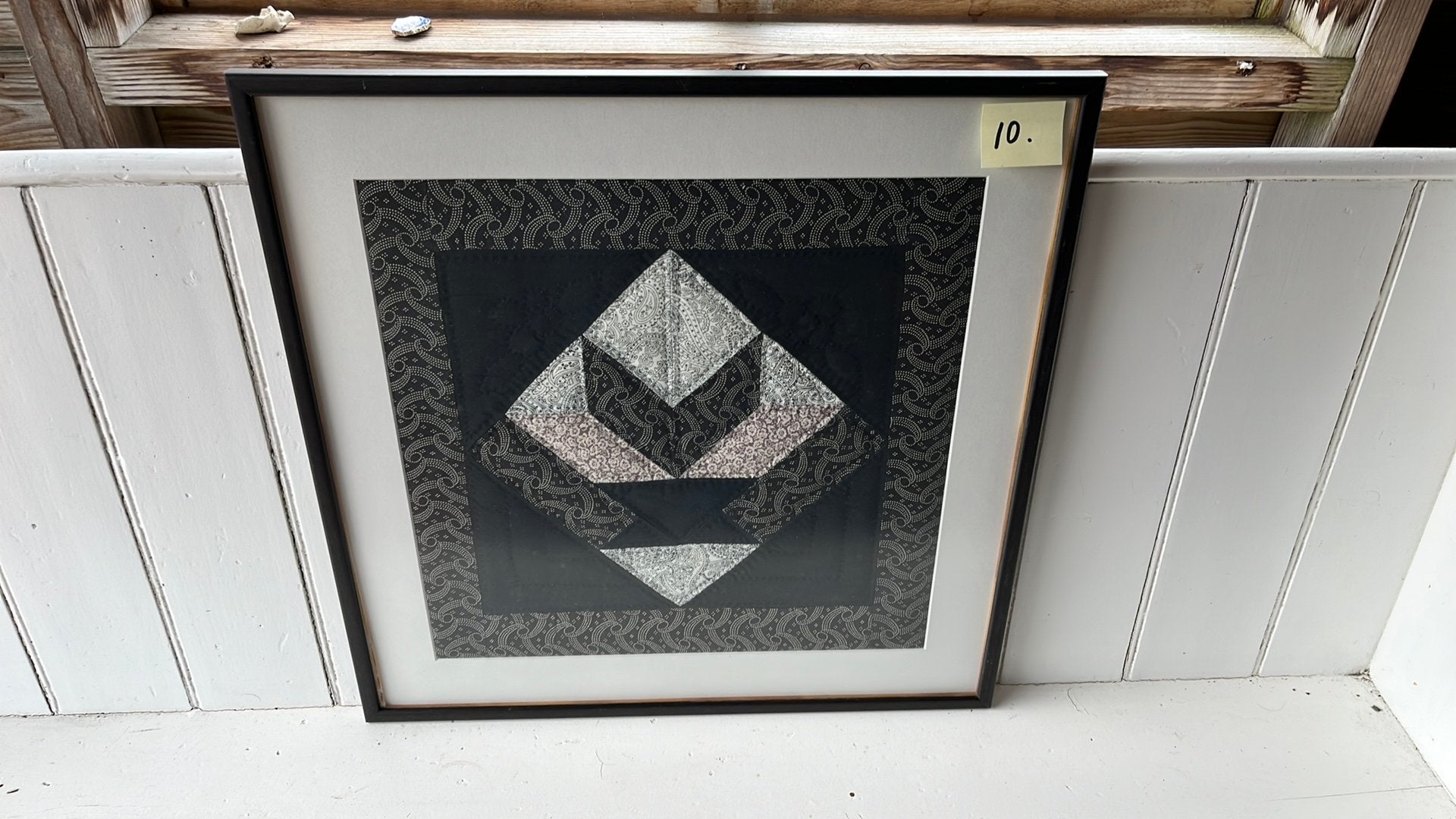 Ingelijst textielkunstwerk of Quiltblok  nummer 10, Ophalen of Verzenden, 50 tot 75 cm, Schilderij