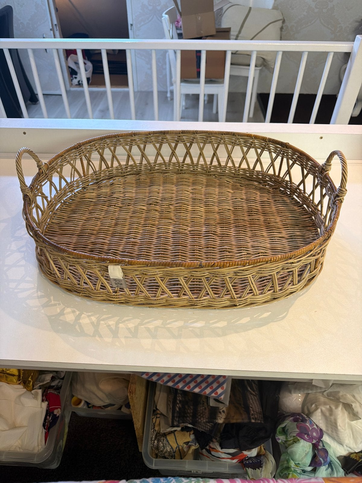 Riviera Maison Rotan Dienblad Ovaal met Handvatten, Met handvatten, Ophalen of Verzenden, Zo goed als nieuw, Riet