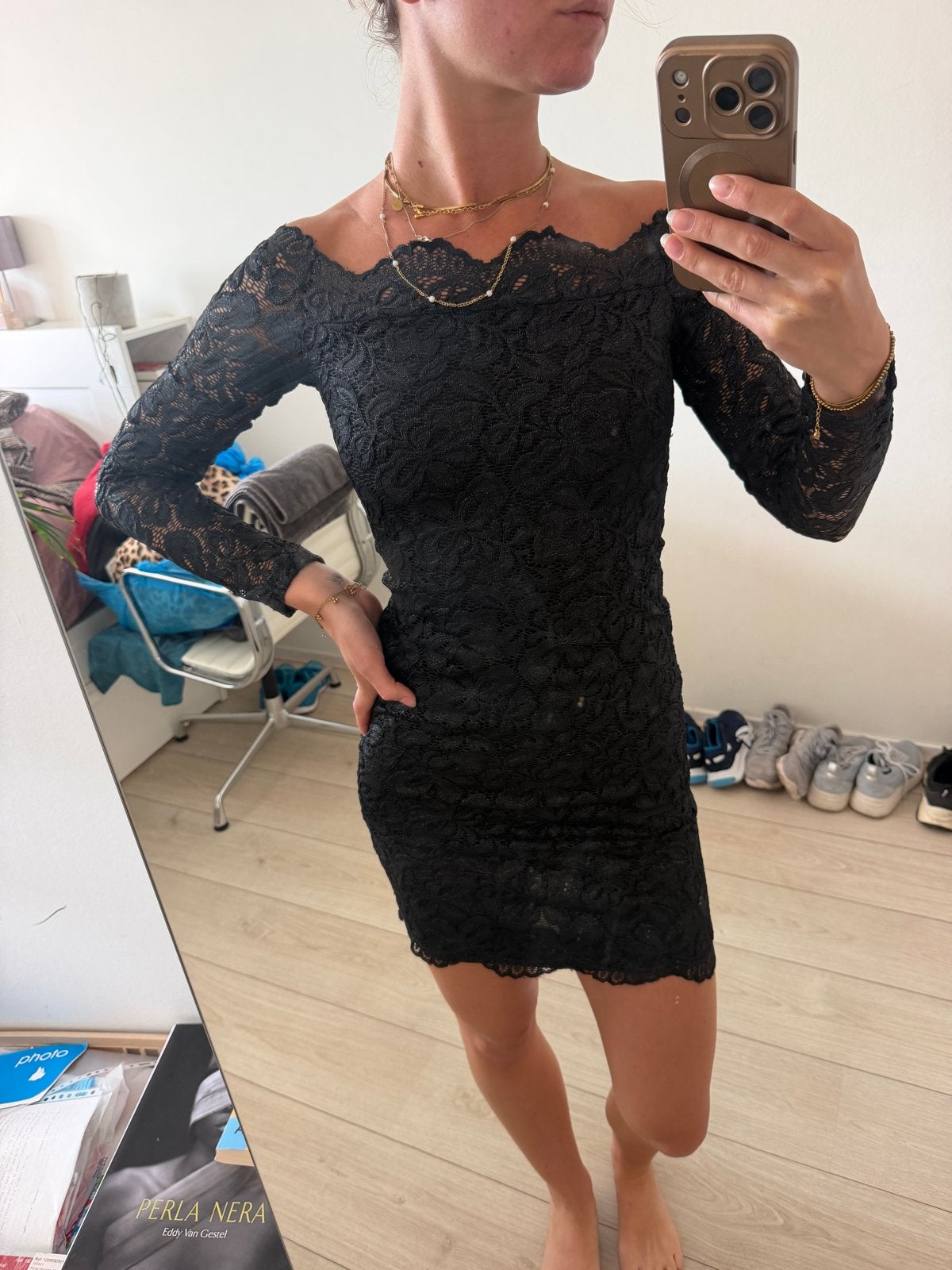 Zwart kanten jurkje, perfect voor feestjes, Zwart, Ophalen of Verzenden, Zo goed als nieuw, Maat 36 (S)