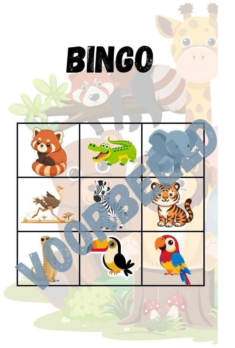 Dieren Bingo digitaal, Hobby en Vrije tijd, Een of twee spelers, Ophalen of Verzenden, Nieuw