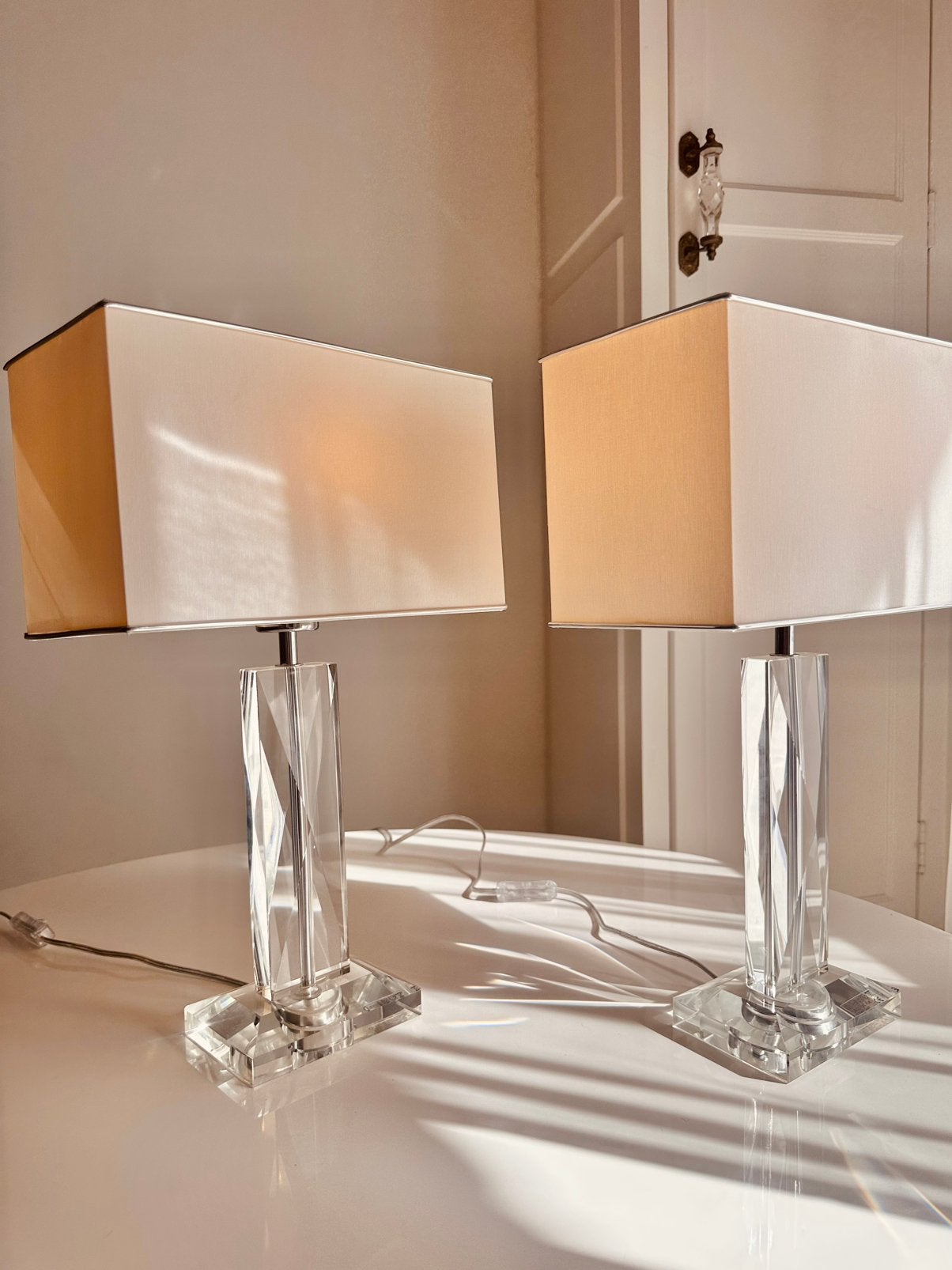 Tafellamp Glas Set Inclusief Lampenkap Kristal, 41 cm, Overige typen, Met kap, Overige kleuren
