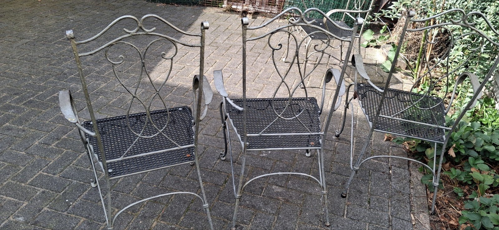 tuinstoelen antiek zwaar metaal, Tuin en Terras, Tuinstoelen, Ophalen of Verzenden, Gebruikt, Metaal, Stapelbaar
