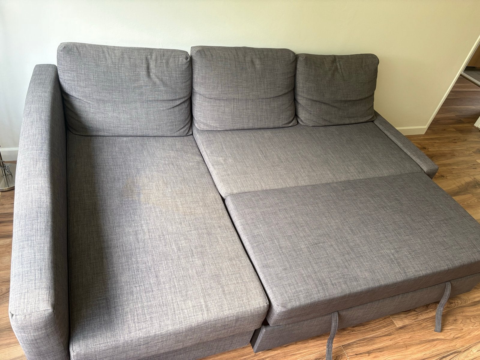 IKEA FRIHETEN slaapbank met opbergruimte - Grijs, Huis en Inrichting, Ophalen, Gebruikt, Tweepersoons, Overige maten