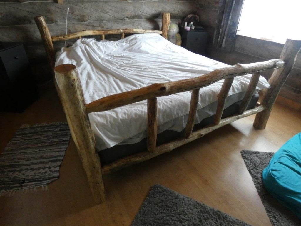 boomstam bed boxspring bedombouw eiken loungebank stoel, Huis en Inrichting, Slaapkamer | Bedden, Nieuw, Tweepersoons, 180 cm