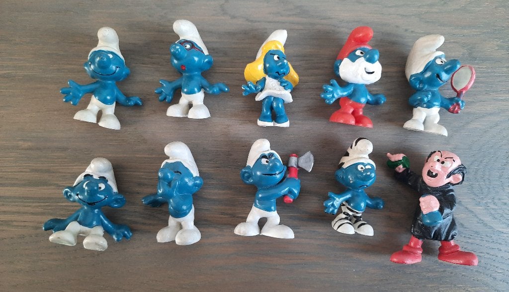 19 smurfen - 10 verschillende, Verzamelen, Smurfen, Ophalen of Verzenden, Gebruikt, Verschillende Smurfen, Poppetje, Figuurtje of Knuffel