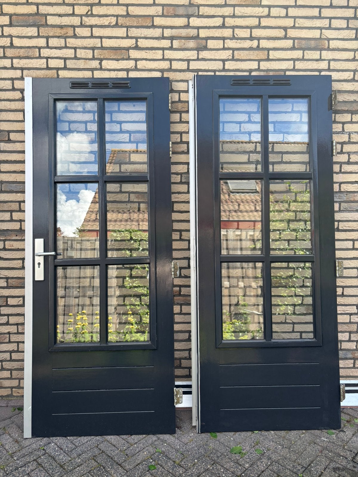 Deurenset( links/rechts) van merantihout, Ophalen, Gebruikt, 80 tot 100 cm, Buitendeur