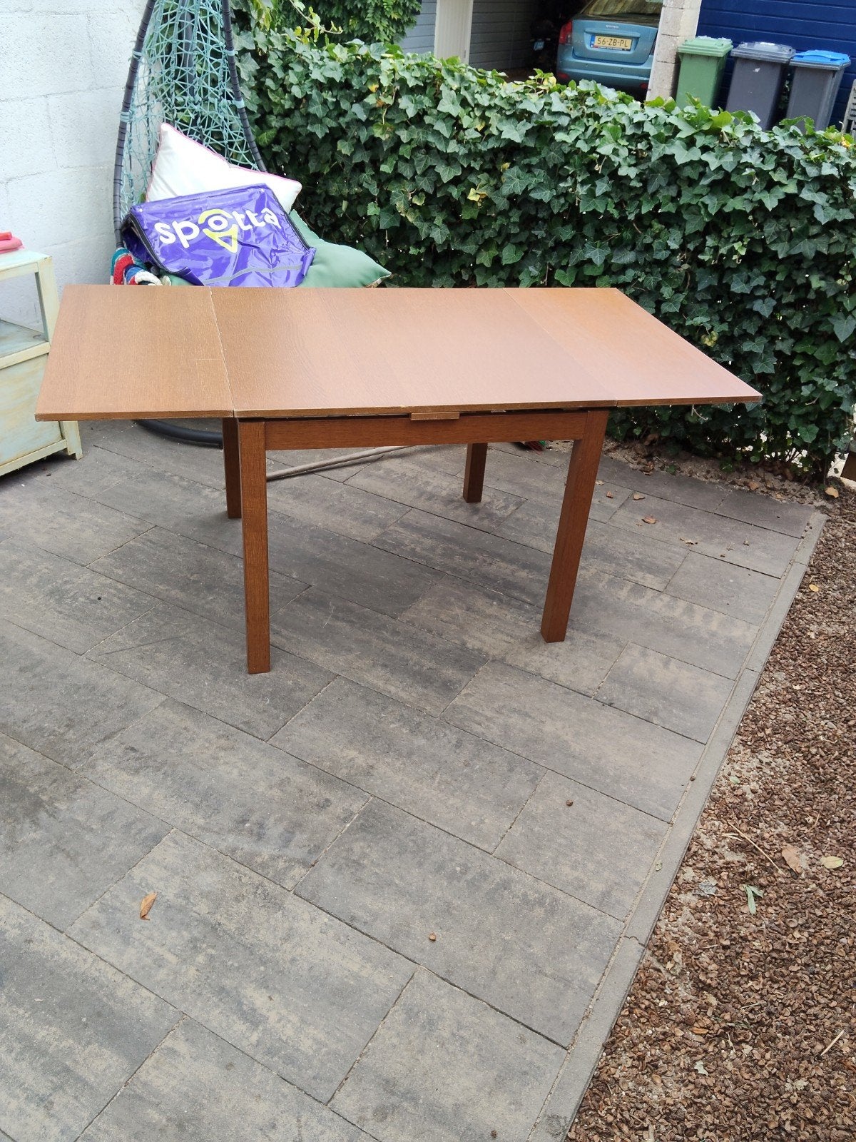 Uitschuifbare eettafel 90x90 (4 pers) tot 169x90 (6 pers), Ophalen, Gebruikt, 50 tot 100 cm, Vijf personen of meer