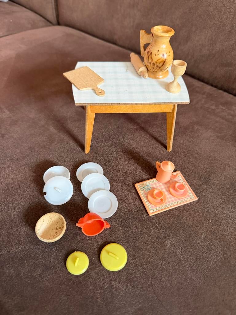 Vintage Poppenhuis Keuken Speelset - Miniatuur Servies, Verzamelen, Poppenhuizen en Toebehoren, Ophalen of Verzenden, Zo goed als nieuw