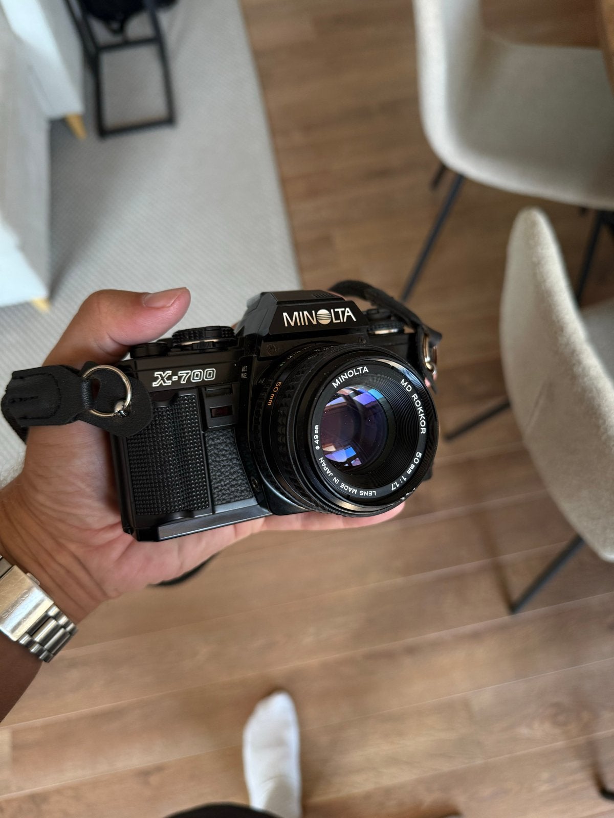 Minolta X-700 Spiegelreflexcamera met MD Rokkor 50mm f/1.7 l, Audio, Tv en Foto, Fotocamera's Analoog, Ophalen of Verzenden, Gebruikt