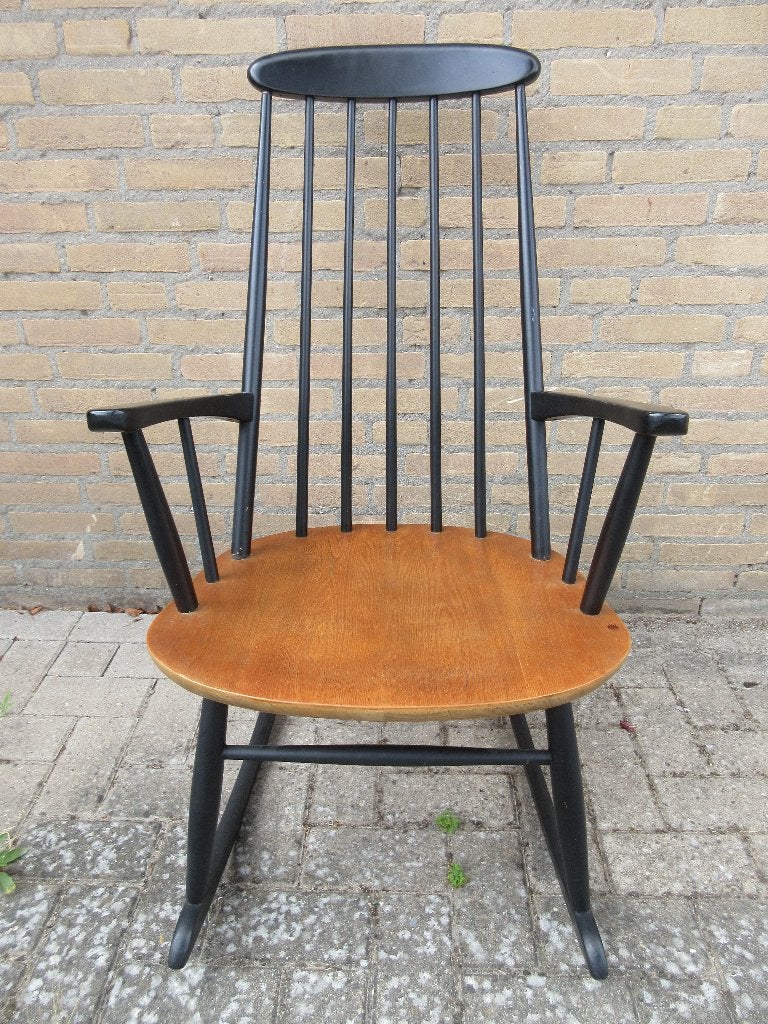 Vintage Pastoe tapiovara schommelstoel spijlenstoel, Ophalen, Gebruikt, Zwart, Eén