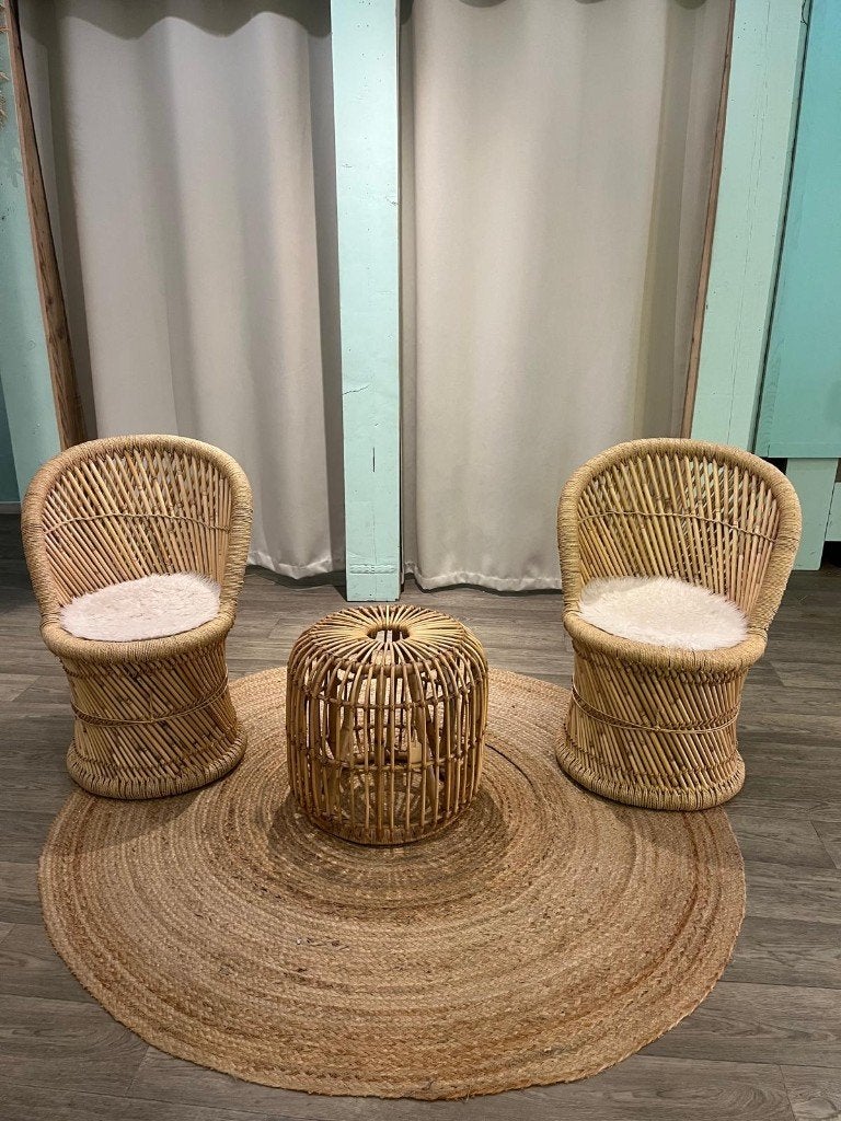 Bamboe set, tafel en 2 stoelen, Ophalen, Overige materialen, Twee, Bruin