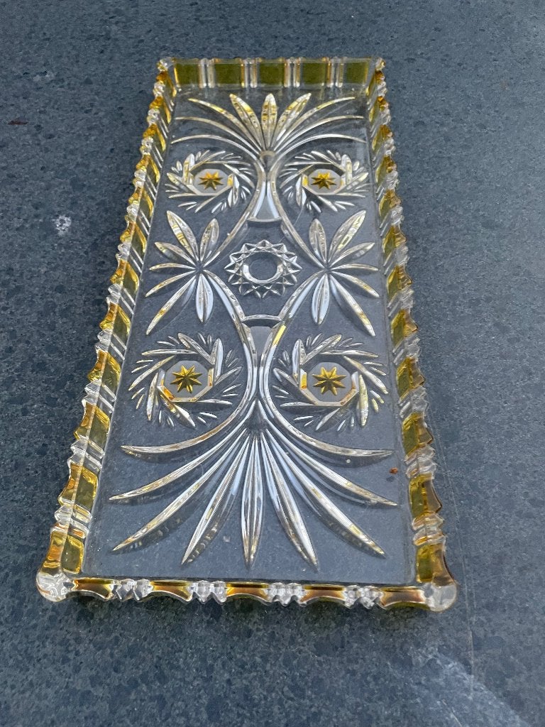 Walther Glas kristallen cake of dessertschaal “Komet”, Antiek en Kunst, Antiek | Glas en Kristal, Ophalen of Verzenden