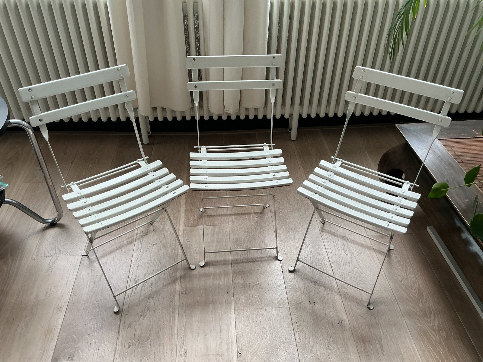 3 witte inklapbare bistro kinderstoelen, Ophalen, Gebruikt, Drie, Wit