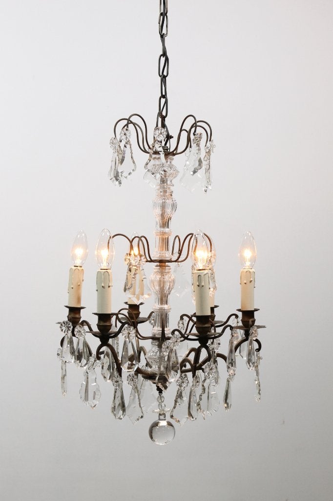 Franse kroonluchter met 6 lichtpunten, Ophalen of Verzenden