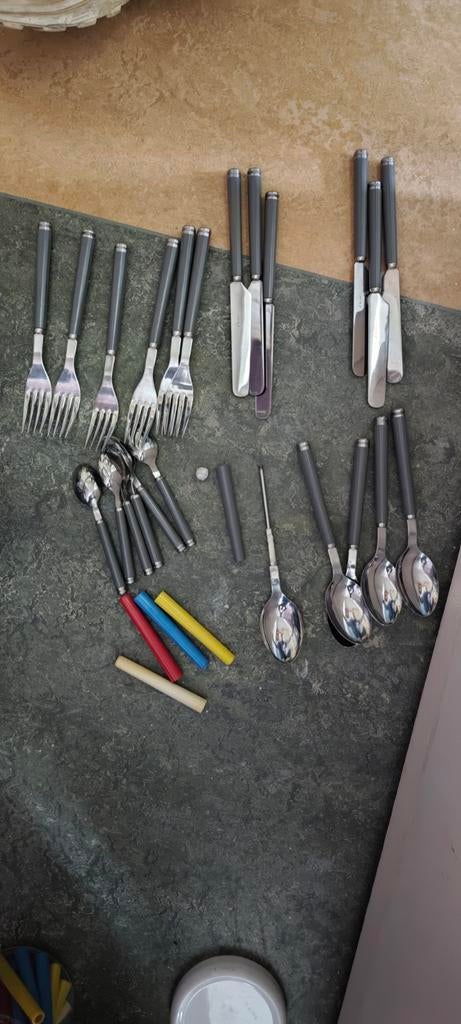 Inox bestek met verwisselbaar handvat, Ophalen, Gebruikt, Rvs of Chroom, Bestekset