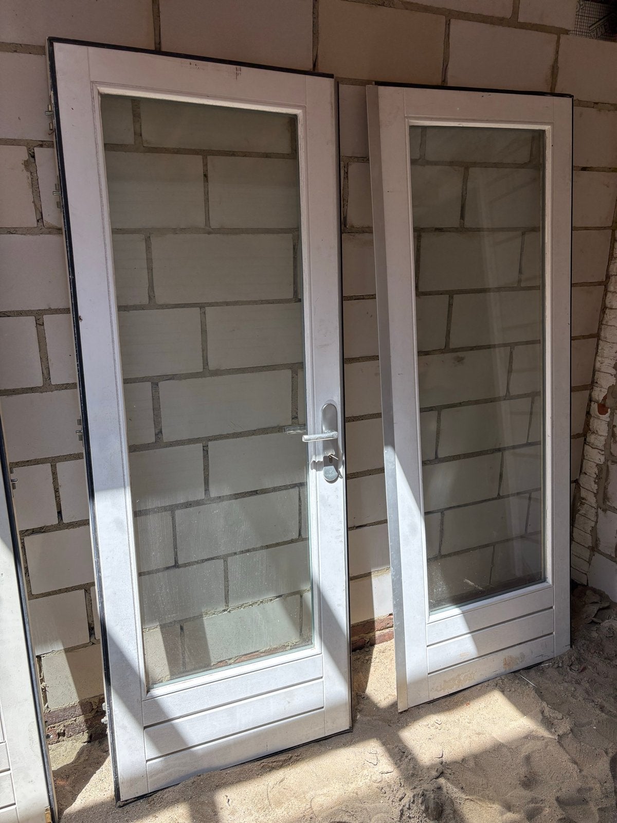 Houten geïsoleerde tuindeuren met dubbel glas, Doe-het-zelf en Verbouw, Deuren en Horren, Ophalen, Gebruikt, 120 cm of meer, Buitendeur