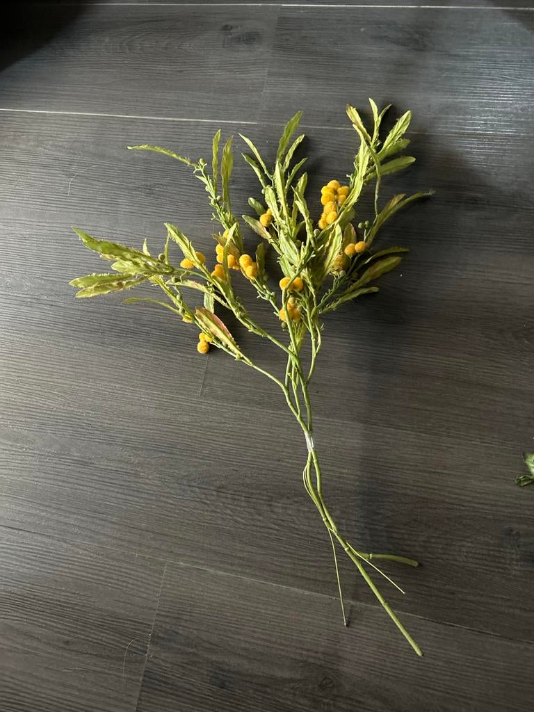 2 Kunsttak Mimosa - Gele bloesem voor sfeervolle decoratie, Binnen, Ophalen of Verzenden, Zo goed als nieuw, Kunsttak