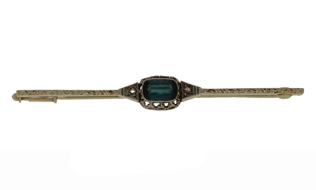 Diamanten toermalijn antieke 14k gouden broche vintage dames