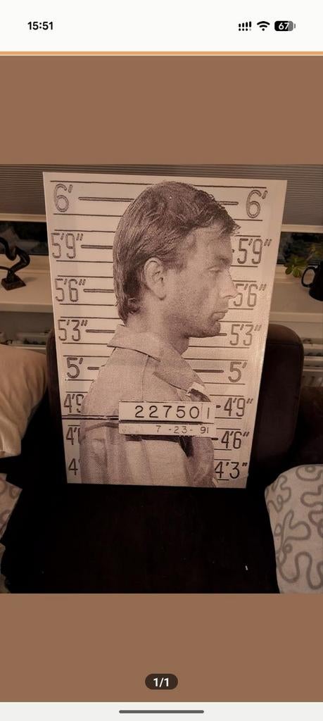 Jeffrey Dahmer mugshot wandprint – true crime decoratie –, Ophalen of Verzenden, Nieuw